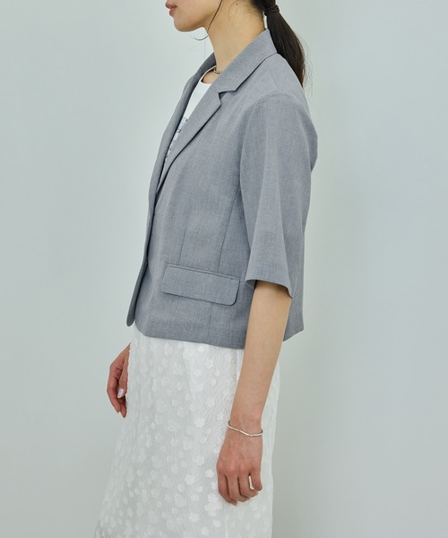 ROPE'（ロペ）の「【洗える】リネンライクコンパクトジャケット/セットアップ対応【WEB・一部店舗限定】（テーラードジャケット・レディース・ベージュ系その他2/グレー・36/38）」の8枚目の写真