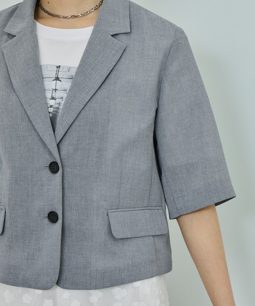 ROPE'（ロペ）の「【洗える】リネンライクコンパクトジャケット/セットアップ対応【WEB・一部店舗限定】（テーラードジャケット・レディース・ベージュ系その他2/グレー・36/38）」の11枚目の写真