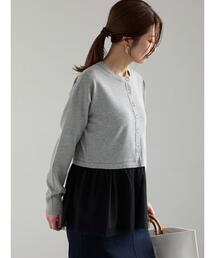 aki　ペプラムグレー セットアップ ペプラムトップス×スカートセットアップ