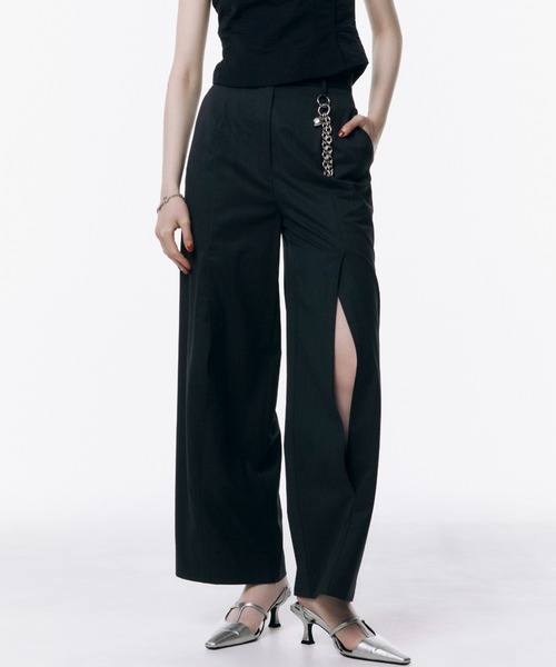 セール】SLIT WOOL TACK PANTS/スリットウールタックパンツ
