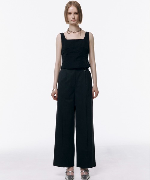 JOSE MOON(ジョゼムーン)の「SLIT WOOL TACK PANTS/スリットウールタックパンツ(スラックス・レディース・グレー/ブラック・36/38)」の5枚目の写真