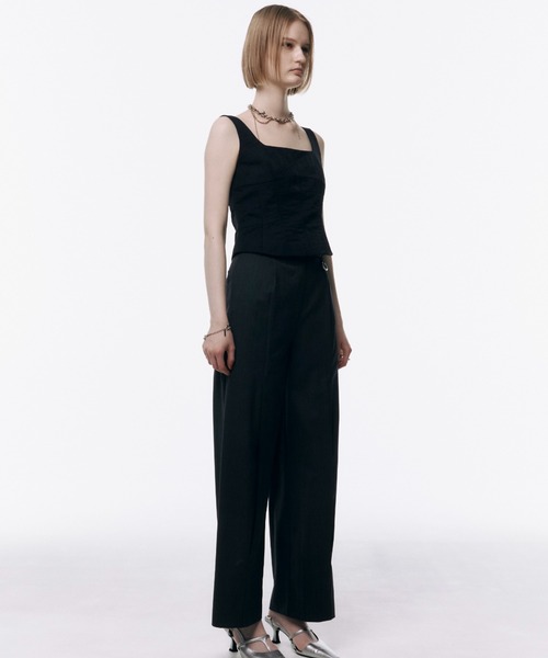 JOSE MOON(ジョゼムーン)の「SLIT WOOL TACK PANTS/スリットウールタックパンツ(スラックス・レディース・グレー/ブラック・36/38)」の6枚目の写真
