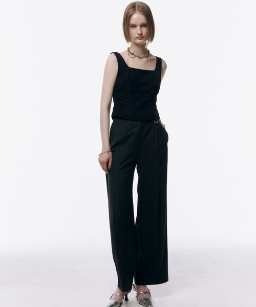 JOSE MOON(ジョゼムーン)の「SLIT WOOL TACK PANTS/スリットウールタックパンツ(スラックス・レディース・グレー/ブラック・36/38)」の7枚目の写真