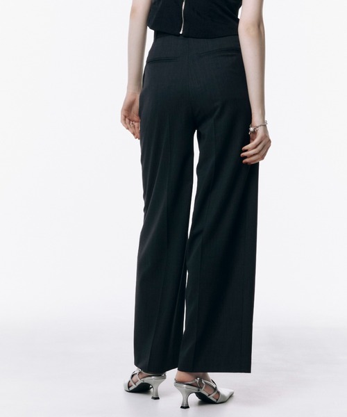 JOSE MOON(ジョゼムーン)の「SLIT WOOL TACK PANTS/スリットウールタックパンツ(スラックス・レディース・グレー/ブラック・36/38)」の10枚目の写真