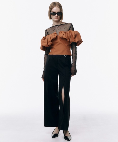 JOSE MOON(ジョゼムーン)の「SLIT WOOL TACK PANTS/スリットウールタックパンツ(スラックス・レディース・グレー/ブラック・36/38)」の18枚目の写真