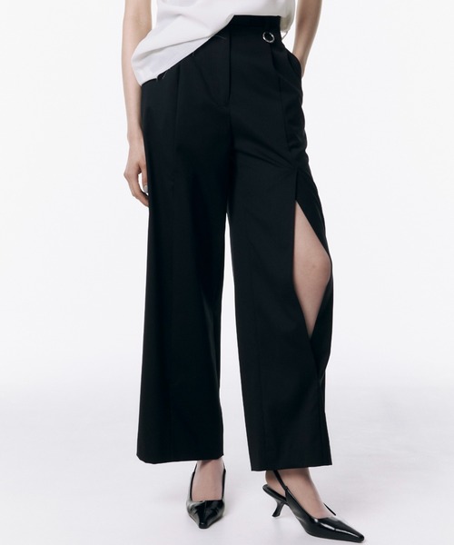 JOSE MOON(ジョゼムーン)の「SLIT WOOL TACK PANTS/スリットウールタックパンツ(スラックス・レディース・グレー/ブラック・36/38)」の15枚目の写真