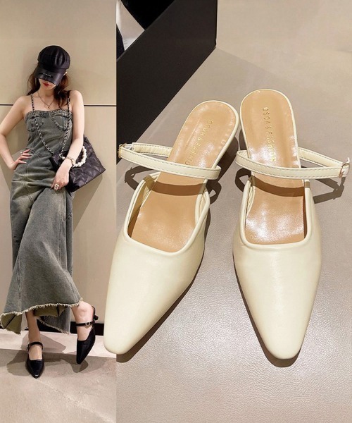 Miniministore(ミニミニストア)の「ポインテッドトゥミュールパンプスサンダル(サンダル・レディース・ブラック/アイボリー・24.0cm/23.0cm/24.5cm/23.5cm/22.5cm)」の13枚目の写真