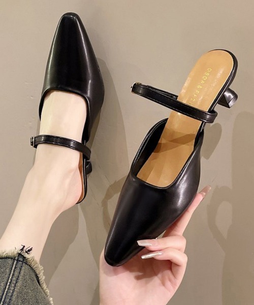 Miniministore(ミニミニストア)の「ポインテッドトゥミュールパンプスサンダル(サンダル・レディース・ブラック/アイボリー・24.0cm/23.0cm/24.5cm/23.5cm/22.5cm)」の15枚目の写真