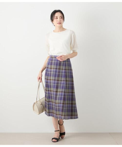 NEWYORKER(ニューヨーカー)の「シアーストレッチジャカード 5分袖プルオーバー(Tシャツ/カットソー・レディース・ホワイト・M/L)」の5枚目の写真