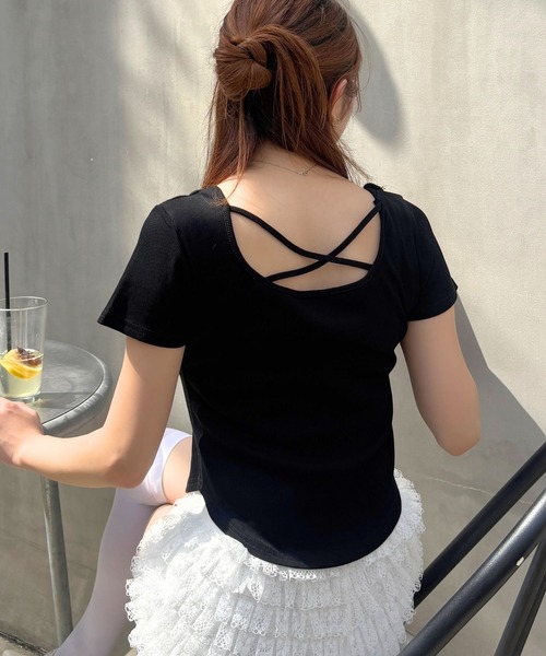 3.3 Field Trip (3.3フィールドトリップ)の「3.3 Field Trip/バッククロス加工T(Tシャツ/カットソー・レディース・ブラック/グレー・FREE)」の1枚目の写真