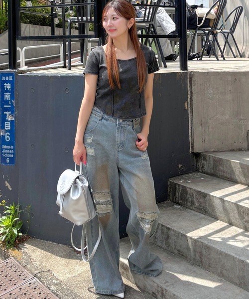 3.3 Field Trip (3.3フィールドトリップ)の「3.3 Field Trip/バッククロス加工T(Tシャツ/カットソー・レディース・ブラック/グレー・FREE)」の21枚目の写真