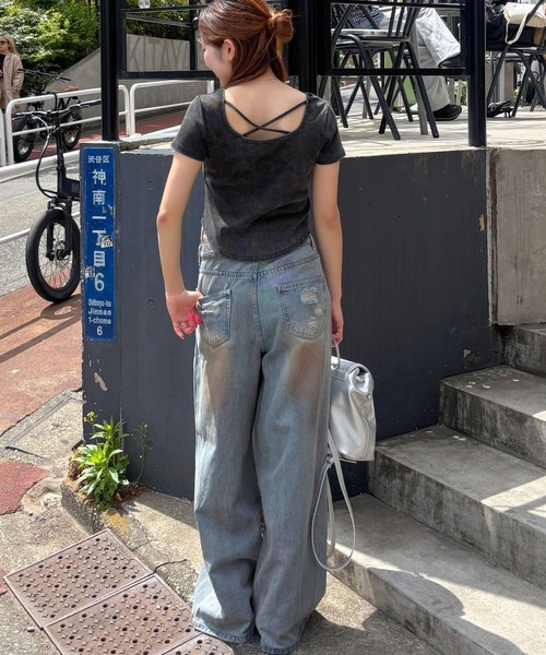 3.3 Field Trip (3.3フィールドトリップ)の「3.3 Field Trip/バッククロス加工T(Tシャツ/カットソー・レディース・ブラック/グレー・FREE)」の22枚目の写真