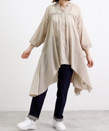 Fizz | 【Fizz/フィズ】　コットンボイル　ピンタック裾ラウンドブラウス(シャツ/ブラウス)