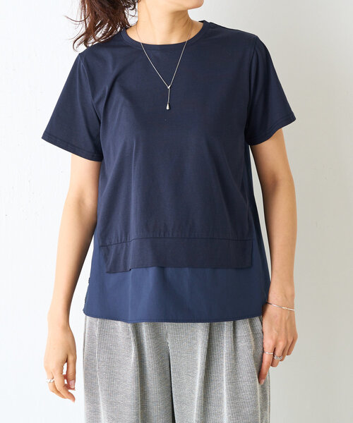 BEARDSLEY（ビアズリー）の「レイヤード風カットソー（Tシャツ/カットソー・レディース・ネイビー/ホワイト・FREE）」の6枚目の写真