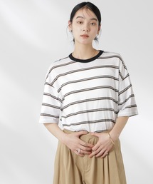 NANO universe | ボーダーシアーコットンＴシャツ(Tシャツ/カットソー)