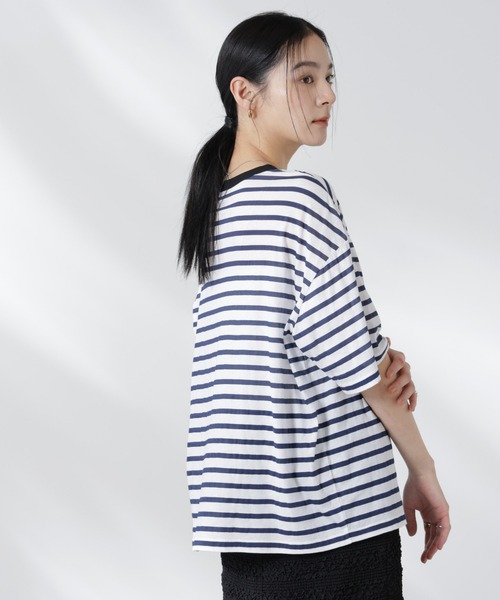 NANO universe(ナノユニバース)の「ボーダーシアーコットンTシャツ(Tシャツ/カットソー・レディース・その他1/その他2・FREE)」の14枚目の写真