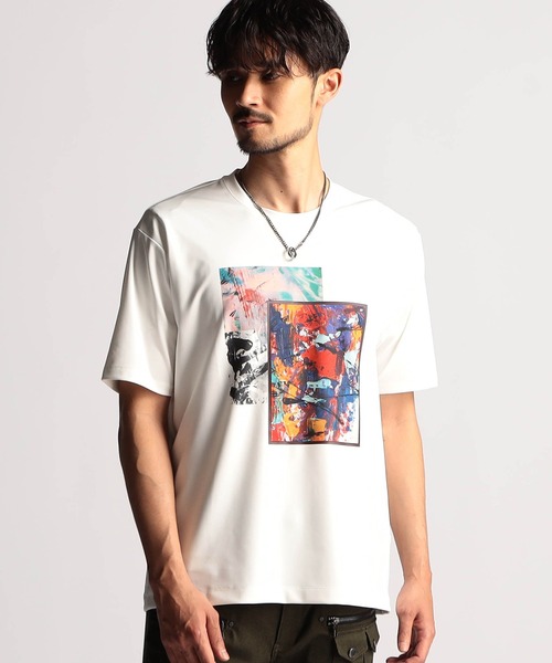 NICOLE CLUB FOR MEN(ニコルクラブフォーメン)の「【25モデルEC限定再販売】アラカルトプリント半袖Tシャツ(Tシャツ/カットソー・メンズ・ホワイト系1/ホワイト系2/ホワイト系3・MEDIUM/LARGE/X-LARGE)」の1枚目の写真