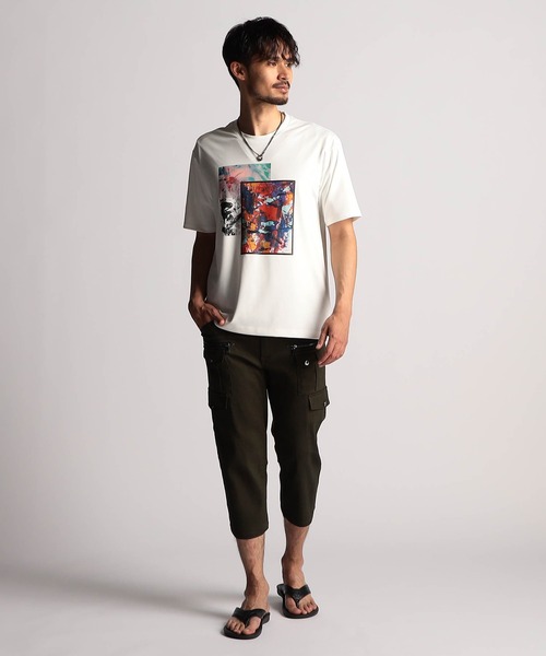 NICOLE CLUB FOR MEN(ニコルクラブフォーメン)の「【25モデルEC限定再販売】アラカルトプリント半袖Tシャツ(Tシャツ/カットソー・メンズ・ホワイト系1/ホワイト系2/ホワイト系3・MEDIUM/LARGE/X-LARGE)」の4枚目の写真