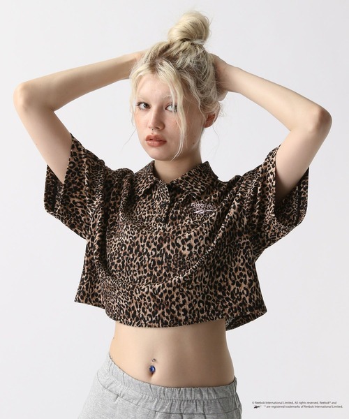 FOREVER 21（フォーエバー トゥエンティーワン）の「【Reebok（リーボック）】ポロTシャツ（ポロシャツ・レディース・ブラック/オフホワイト/レオパード・FREE）」の6枚目の写真