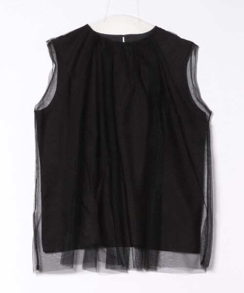 tシャツ 接触冷感 UVカット 撥水加工 チュールレイヤードトップス レディース hunch tシャツ 「接触冷感」チュールレイヤードトップス