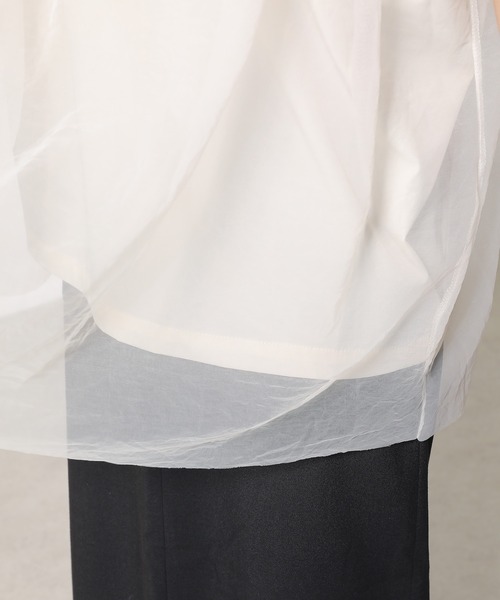 emesuelee(エメスーリー)の「接触冷感 UVカット 撥水加工 チュールレイヤードトップス(Tシャツ/カットソー・レディース・チャコールグレー/オフホワイト/ブラック・フリー)」の21枚目の写真