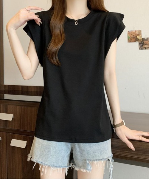 AMAJI(アマジ)の「フリルスリーブTシャツ(Tシャツ/カットソー・レディース・ホワイト/ブラック・SMALL/MEDIUM/LARGE/X-LARGE)」の3枚目の写真