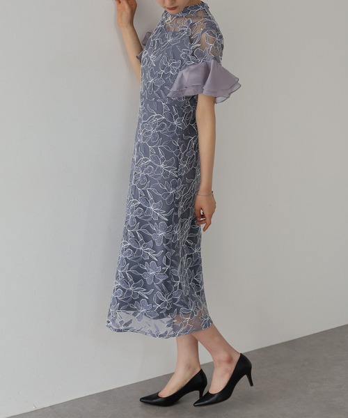 J by blue（ジェイバイブルー）の「スパンコールレースドレス結婚式 成人式 二次会 同窓会 セレモニー パーティードレス オケージョンドレス お呼ばれ 20代 30代（ドレス・レディース・ピンクベージュ/ブルー・SMALL/MEDIUM/LARGE）」の9枚目の写真