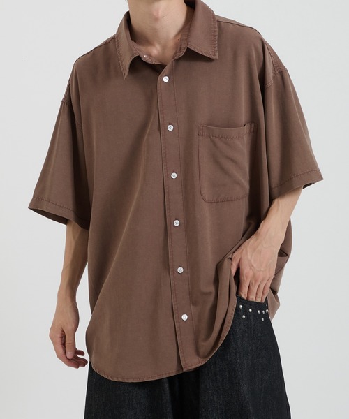 Perushu(ペルーシュ)の「ケミカルウォッシュレーヨン半袖シャツ(Tシャツ/カットソー・メンズ・ブルー/ブラウン/ブラック・MEDIUM/LARGE)」の3枚目の写真