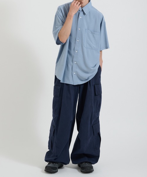 Perushu(ペルーシュ)の「ケミカルウォッシュレーヨン半袖シャツ(Tシャツ/カットソー・メンズ・ブルー/ブラウン/ブラック・MEDIUM/LARGE)」の12枚目の写真