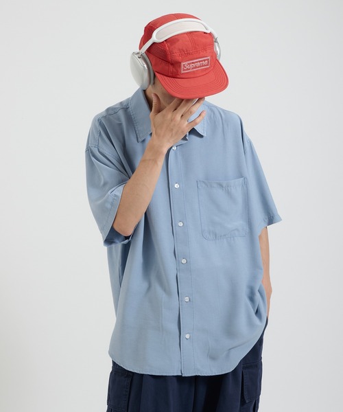 Perushu(ペルーシュ)の「ケミカルウォッシュレーヨン半袖シャツ(Tシャツ/カットソー・メンズ・ブルー/ブラウン/ブラック・MEDIUM/LARGE)」の8枚目の写真