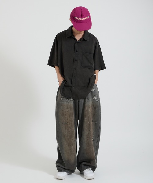 Perushu(ペルーシュ)の「ケミカルウォッシュレーヨン半袖シャツ(Tシャツ/カットソー・メンズ・ブルー/ブラウン/ブラック・MEDIUM/LARGE)」の18枚目の写真
