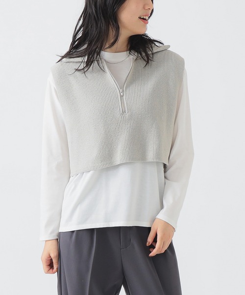 B:MING by BEAMS（ビーミングバイビームス）の「【セットアイテム】ベスト × ロング Tシャツ セット（ベスト・レディース・グレー/ホワイト系その他5/ブラック・ONE SIZE）」の3枚目の写真