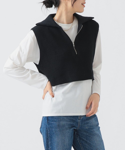 B:MING by BEAMS（ビーミングバイビームス）の「【セットアイテム】ベスト × ロング Tシャツ セット（ベスト・レディース・グレー/ホワイト系その他5/ブラック・ONE SIZE）」の2枚目の写真