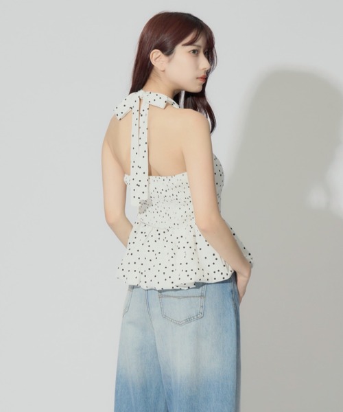Halter Neck Dot Mini Tops / ドット柄ホルターネック