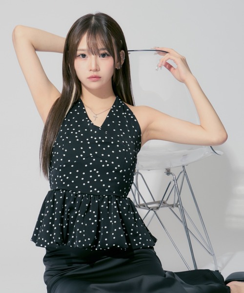 Halter Neck Dot Mini Tops / ドット柄ホルターネック