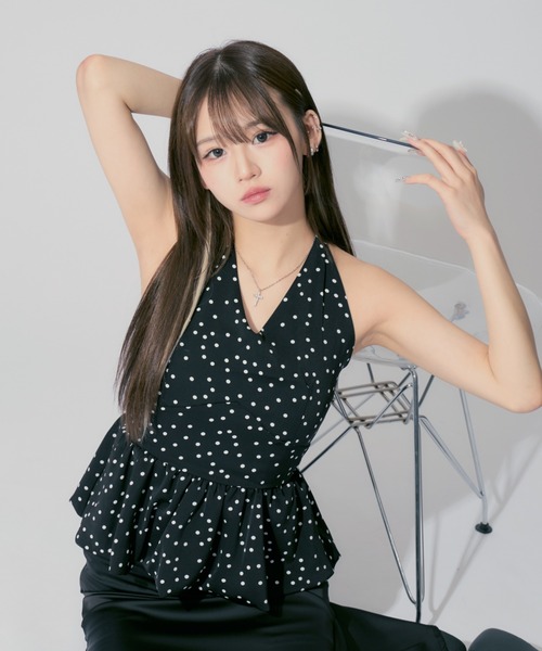 Halter Neck Dot Mini Tops / ドット柄ホルターネック