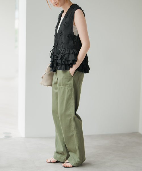 クリンクルクリンクルクリンクル frill shantung vest セール】crinkle crinkle crinkle Frill rayon shantung vest