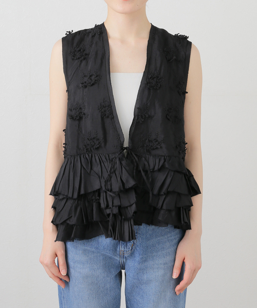 セール】crinkle crinkle crinkle Frill rayon shantung vest
