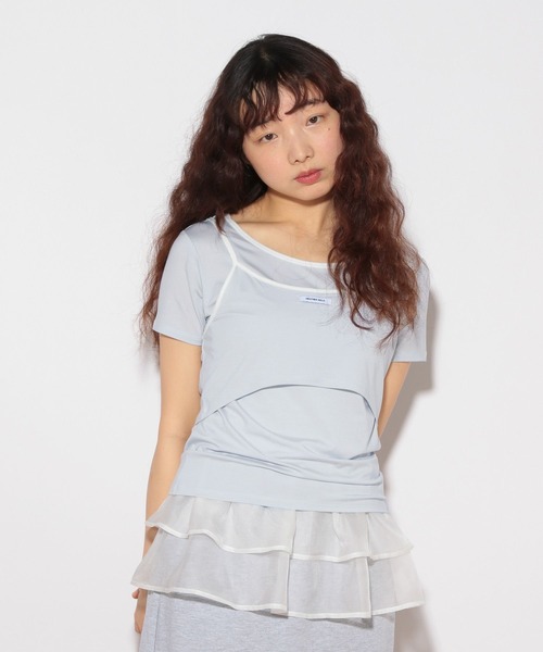 Heather(ヘザー)の「HOLiC カット2PTEE 497282(Tシャツ/カットソー・レディース・ライトブルー/グレー/アイボリー・FREE)」の4枚目の写真