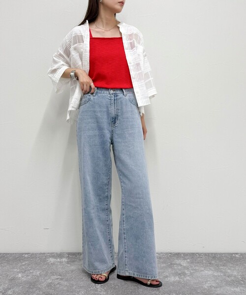 fredy emue（フレディエミュ）の「スラブテレコタンクトップ（Tシャツ/カットソー・レディース・ブラウン/オフホワイト/チャコールグレー/レッド・38）」の12枚目の写真