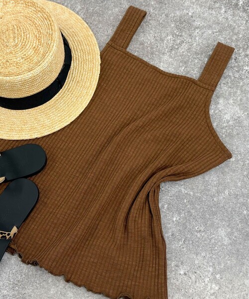 fredy emue（フレディエミュ）の「スラブテレコタンクトップ（Tシャツ/カットソー・レディース・ブラウン/オフホワイト/チャコールグレー/レッド・38）」の13枚目の写真