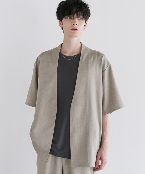 Theory  リネンパンツセットアップ ノーカラー×テーパード Buyer's Select/接触冷感テックリネンノーカラー半袖カーデ