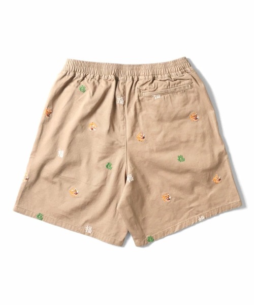 HOUSTON(ヒューストン)の「HOUSTON ヒューストン COTTON TWILL ALLOVER EMB EASY SHORTS コットンツイル 虎 福 総柄刺繍 イージーショーツ(チノパンツ・メンズ・ナチュラル/ブラック/ベージュ・M/L/XL)」の7枚目の写真