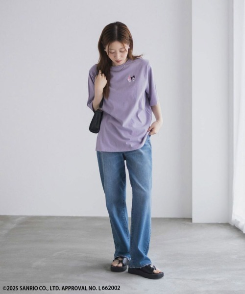 sanrio(サンリオ)の「Sanrio characters 【マイメロ クロミ】 周年記念デザイン ワンポイント刺繍Tシャツ(Tシャツ/カットソー・レディース・ホワイト/パープル/ブラック/ピンク・L/M)」の8枚目の写真