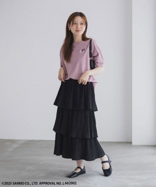 sanrio(サンリオ)の「Sanrio characters 【マイメロ クロミ】 周年記念デザイン ワンポイント刺繍Tシャツ(Tシャツ/カットソー・レディース・ホワイト/パープル/ブラック/ピンク・L/M)」の13枚目の写真