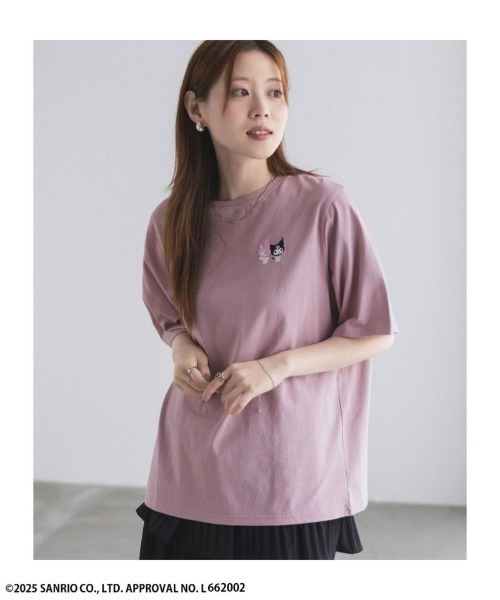 sanrio(サンリオ)の「Sanrio characters 【マイメロ クロミ】 周年記念デザイン ワンポイント刺繍Tシャツ(Tシャツ/カットソー・レディース・ホワイト/パープル/ブラック/ピンク・L/M)」の15枚目の写真