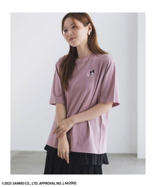 sanrio(サンリオ)の「Sanrio characters 【マイメロ クロミ】 周年記念デザイン ワンポイント刺繍Tシャツ(Tシャツ/カットソー・レディース・ホワイト/パープル/ブラック/ピンク・L/M)」の16枚目の写真