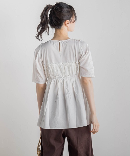 Droite lautreamont(ドロワットロートレアモン)の「コットン天竺ドッキングプルオーバー≪洗濯機で洗える≫(Tシャツ/カットソー・レディース・オフホワイト/ブラック・M)」の5枚目の写真
