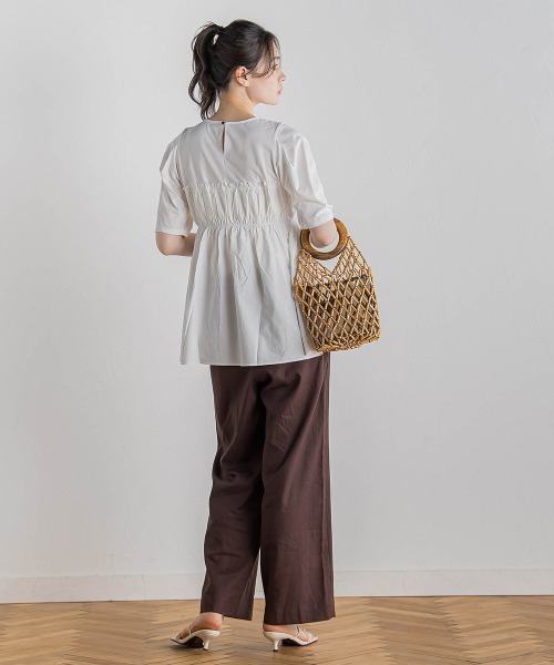 Droite lautreamont(ドロワットロートレアモン)の「コットン天竺ドッキングプルオーバー≪洗濯機で洗える≫(Tシャツ/カットソー・レディース・オフホワイト/ブラック・M)」の10枚目の写真