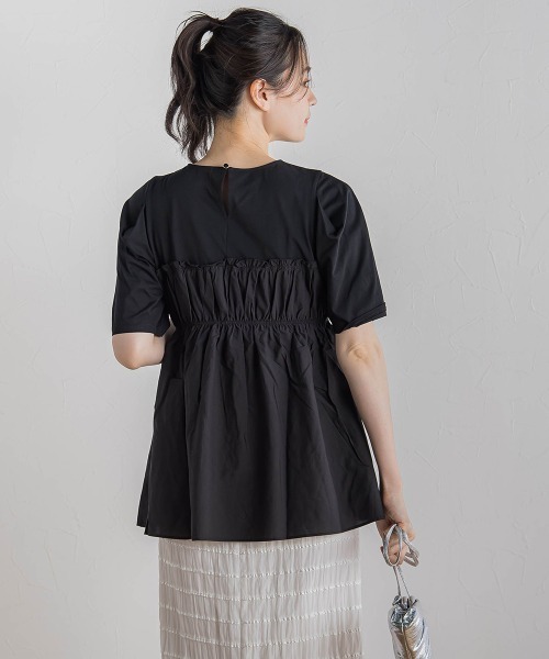 Droite lautreamont(ドロワットロートレアモン)の「コットン天竺ドッキングプルオーバー≪洗濯機で洗える≫(Tシャツ/カットソー・レディース・オフホワイト/ブラック・M)」の15枚目の写真
